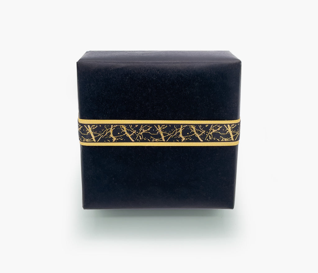 Black Matte | Black & Gold Marble ribbon