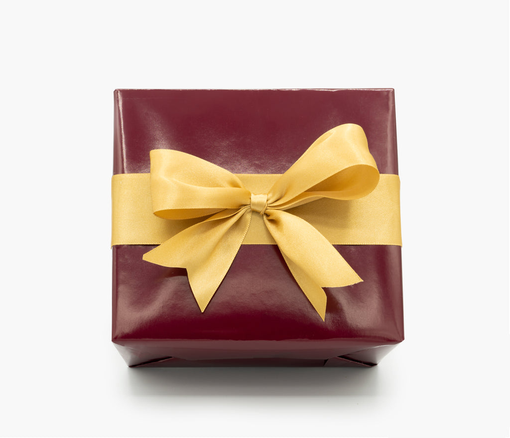 Burgundy Red Gloss  Gold ribbon – theWrapBoutique