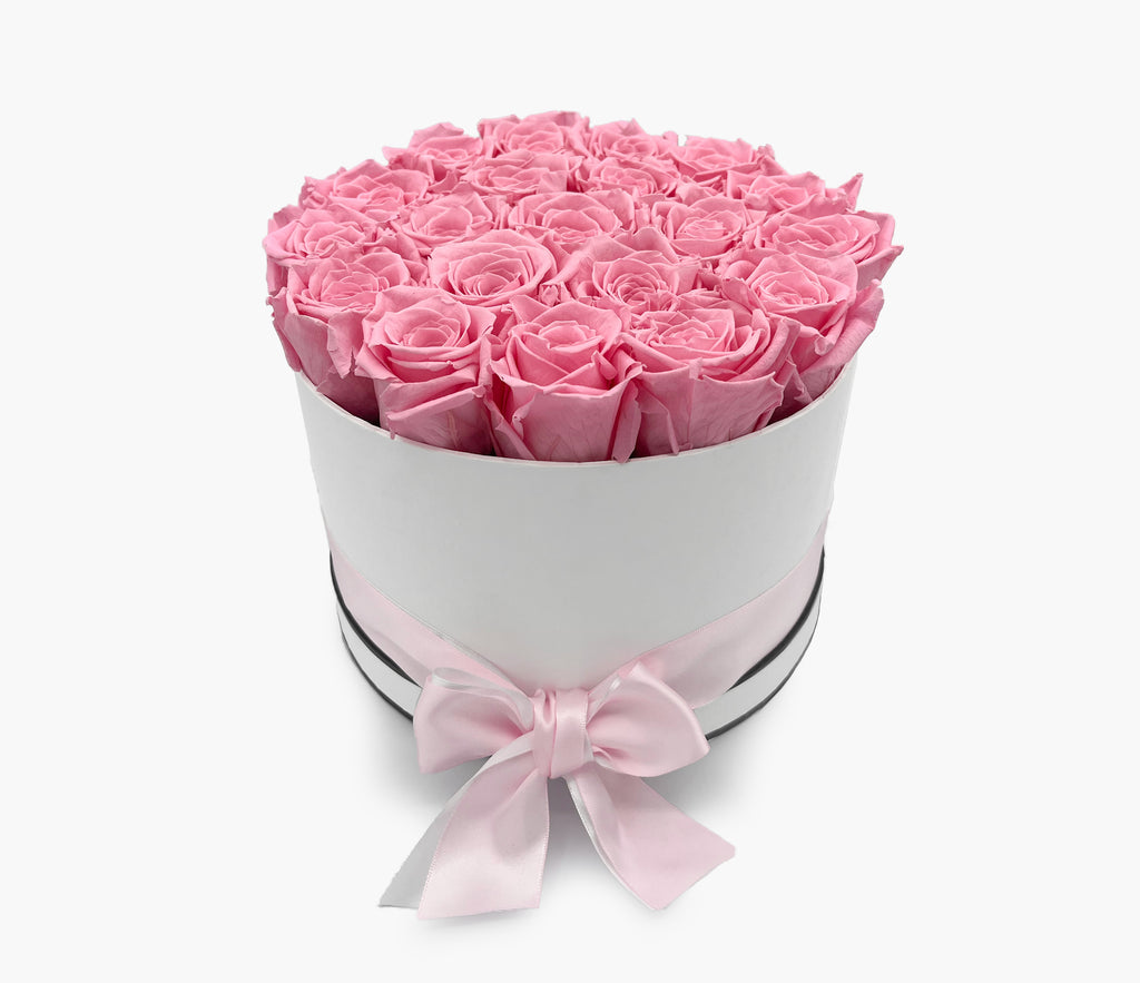 Pink Roses  White Round M box – theWrapBoutique